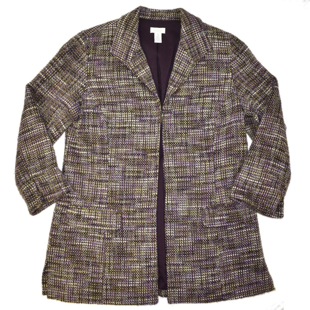 Chico's 1 Tweed Jacket Long Purple